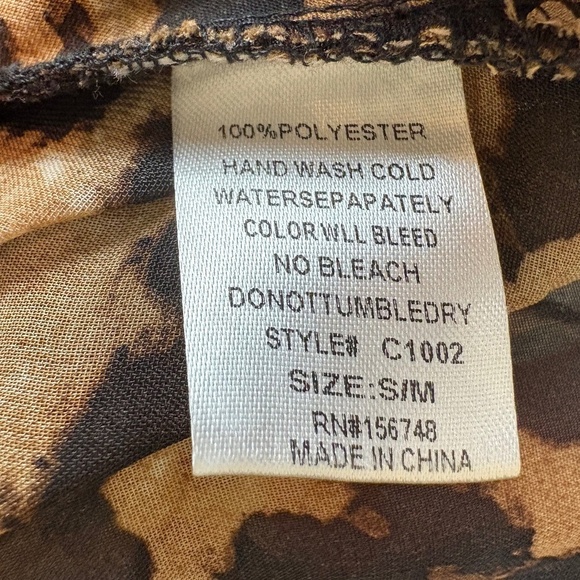 Heimish Black/Brown Leopard Sheer Kimono Cardigan w/ Pleated Shoulder Seams - Picture 8 of 8